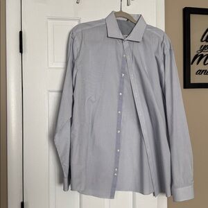 Geoffrey Beene Blue and White Striped Dress Shirt